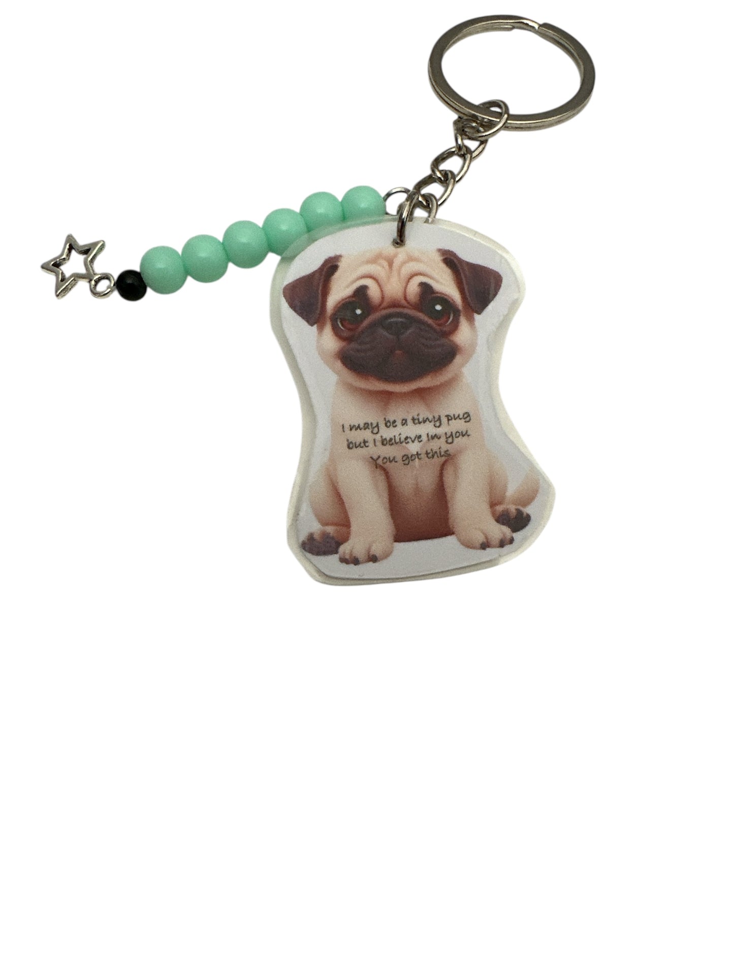 Positive Fawn Pug Keyring