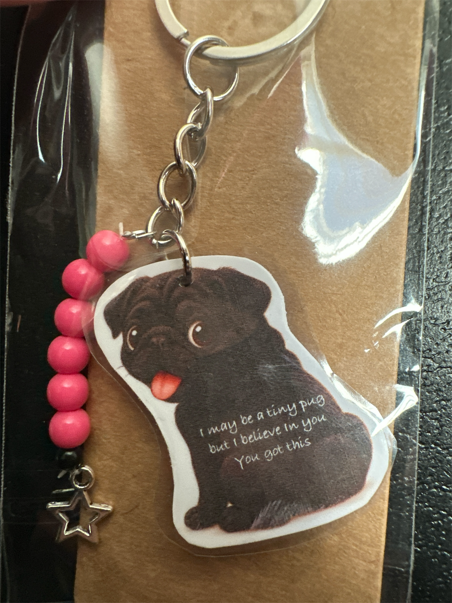 Positive Black Pug Keyrings