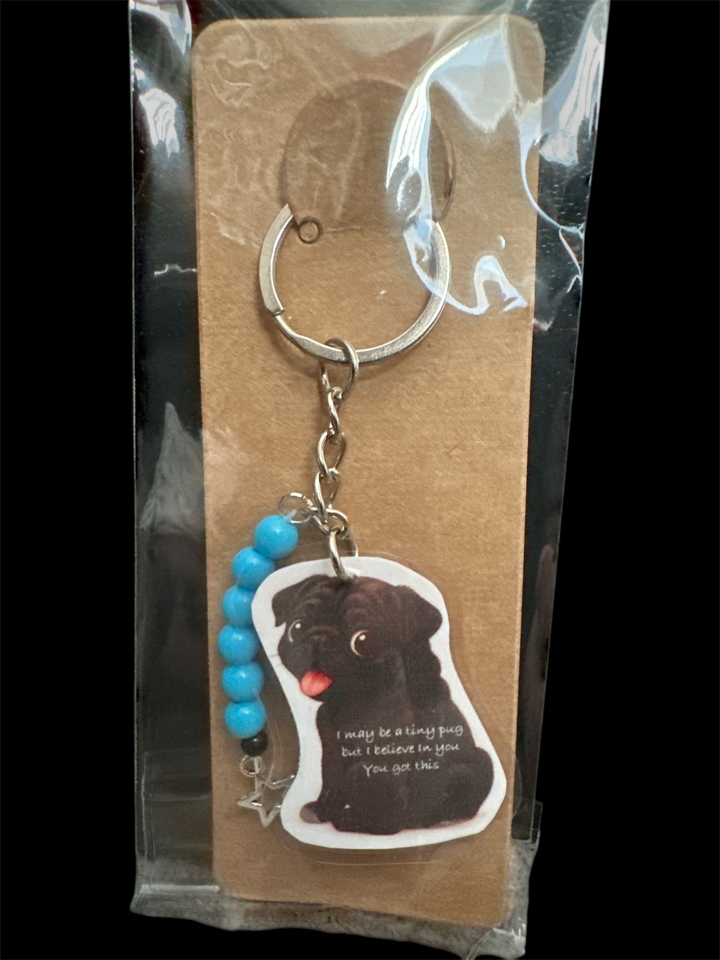 Positive Black Pug Keyrings